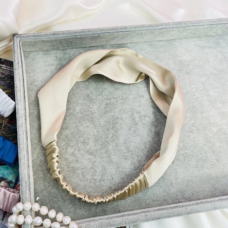 Satin Silk Solid Cross Top Knot Headband Elastic Hair Band Women Girls Scrunchies Hairband Turban Bandanas Hair Accessories New