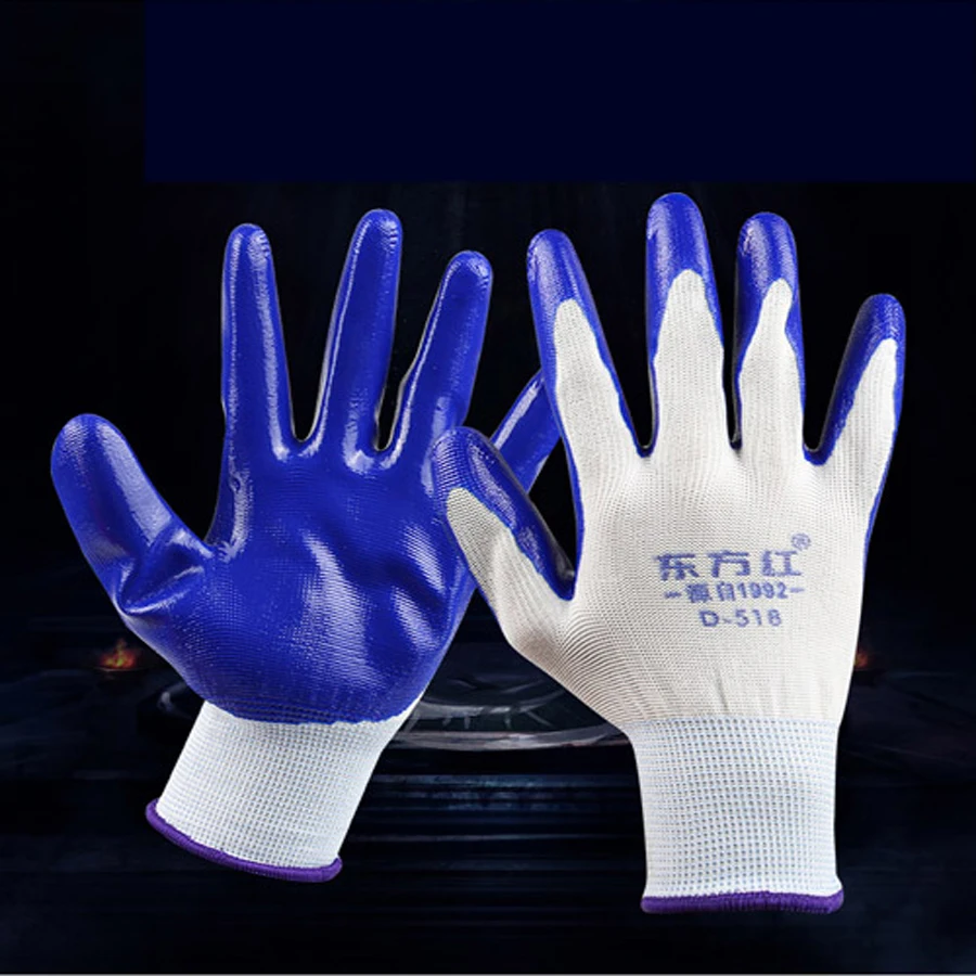Guangzhou Wholesale Nitrile Labor Insurance Gloves Wear-Resistant Construction Site Work Safety Gloves