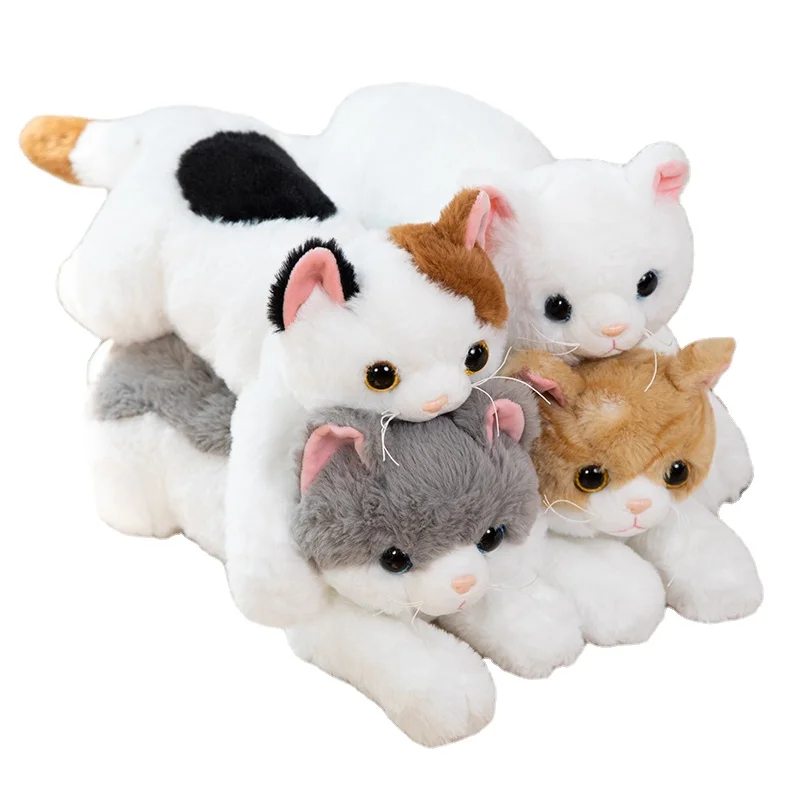 Kawaii мягкая плюшевая кошка гибкая белая черная коричневая серая игрушка котенок кукла для детей подарок