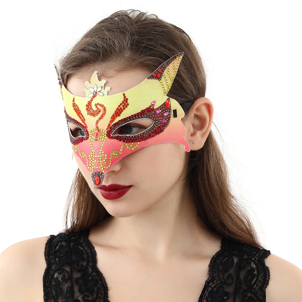 
Point Drill Customizable 21*16cm Diamond Painting Fox Masks For Girl Custom Mask For Party 