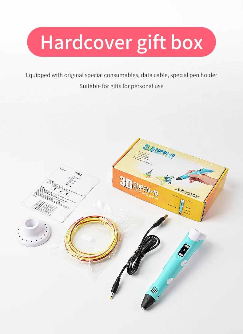 3D Pen for Children 3D Drawing Printing Pen with LCD Screen Compatible PLA Filament for Gift