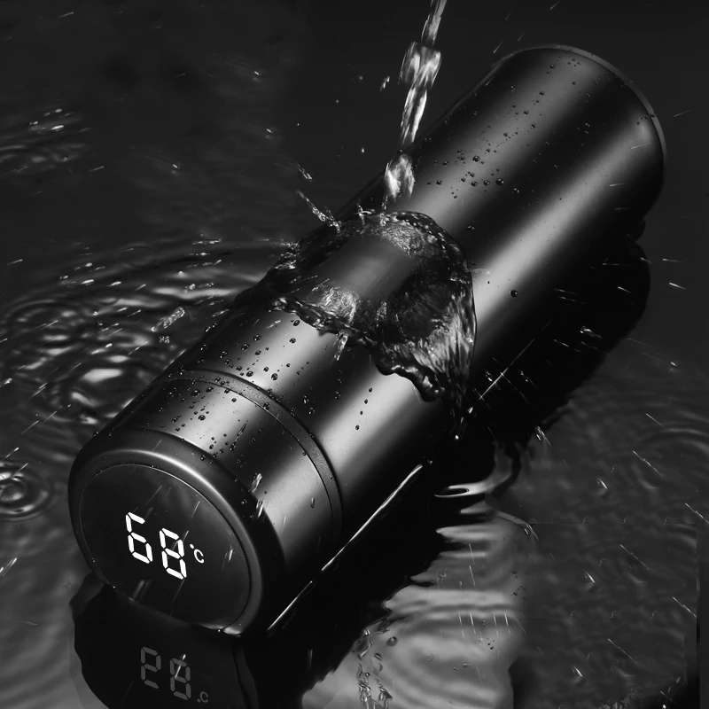 Smart Portable Stainless Steel Water Bottle Large 500ml Insulated Thermos Temperature Sensing Vacuum Cup Thermometer Promotion