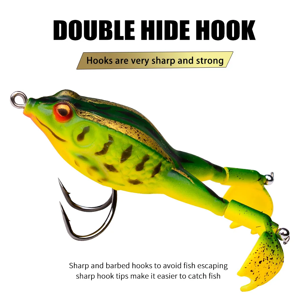 Wholesale Frog Topwater Soft Lure 12 Color Bionic Lure Spinning Double Propeller whopper Frog Lures Artificial Frog Soft Bait