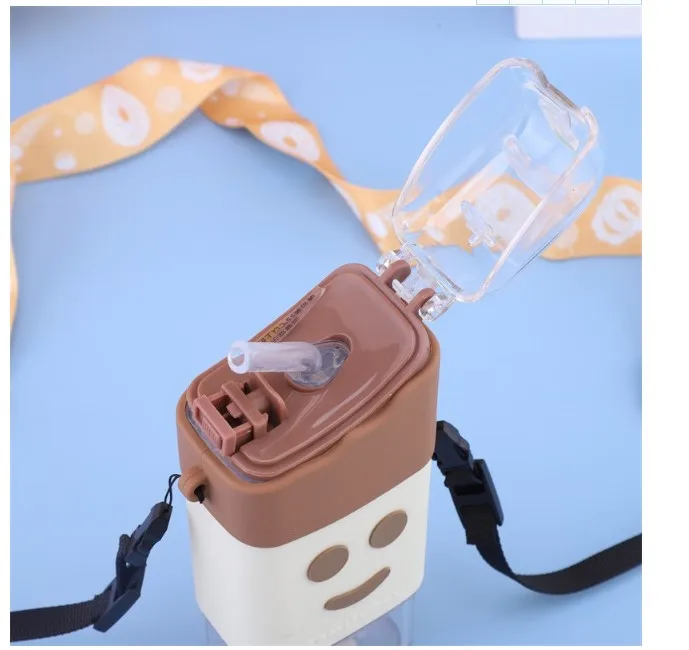 New Design Creative unique water bottle with straw and rope colorful cute water bottle kids