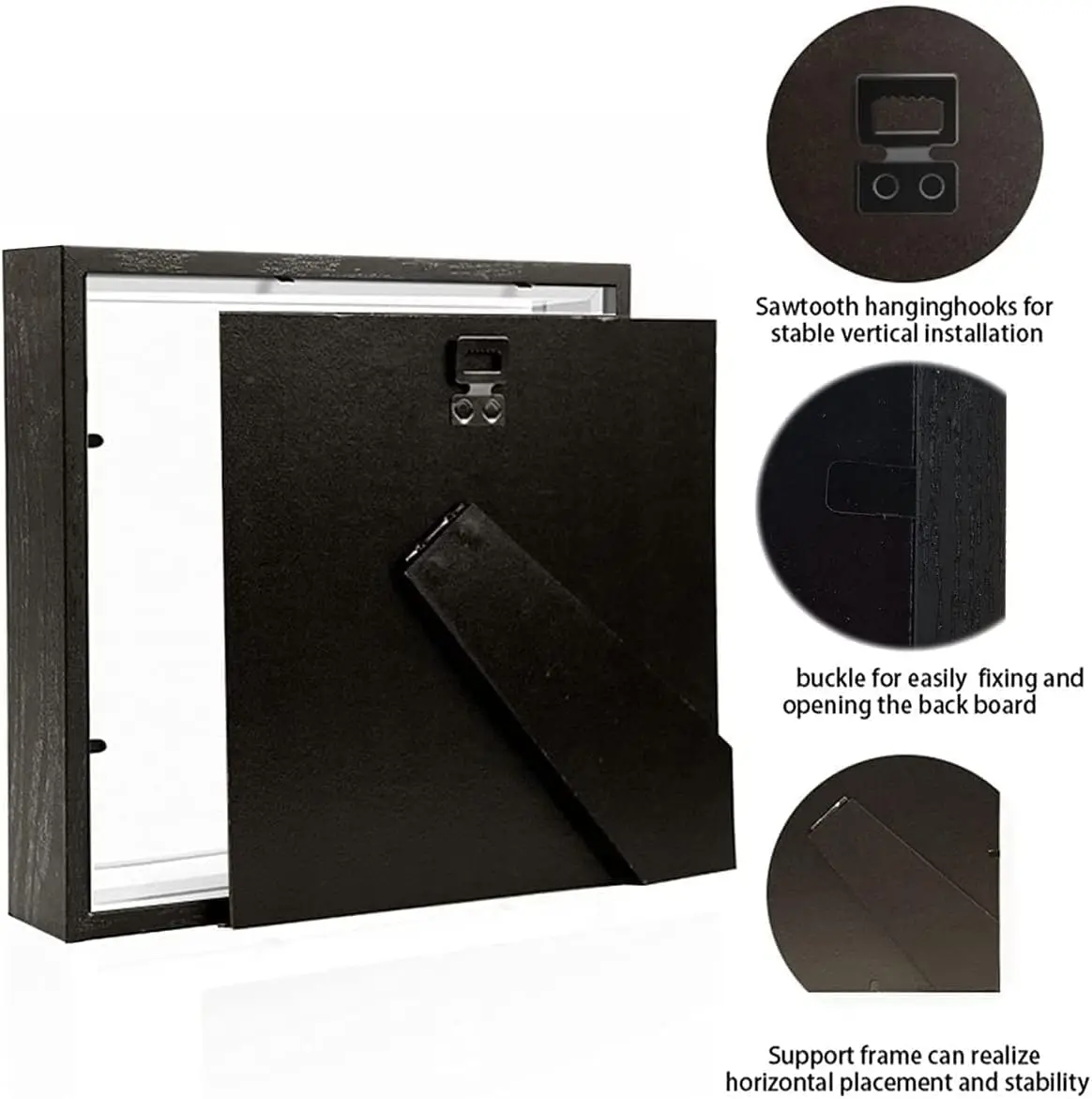 Wholesale Black Wood 3D Deep Picture Shadow Box 5X7 Dry Flower Wooden Box Frame