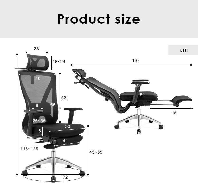 China manufacturing Ergonomic design office chairs computer chairs for office chair with footrest