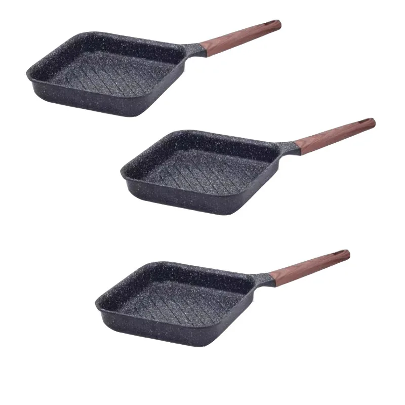MGC German Bevel Series 24cm Square Frying Pan White Non-stick Pan Aluminum Die-casting Pan