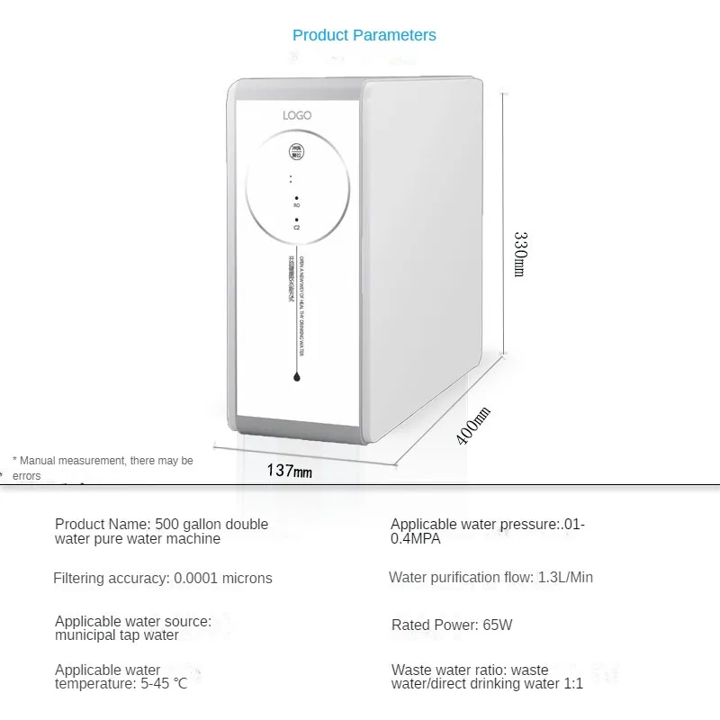 High Flow Alkaline 5-Stage Tap Water Purifier for Home Use 400 500GPD Filter Under Sink Reverse Osmosis Water Purifier