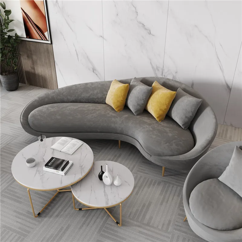 Light luxury home Furniture modern European wooden fabric Chaise Lounge sectional couch living room couch sofa and table set