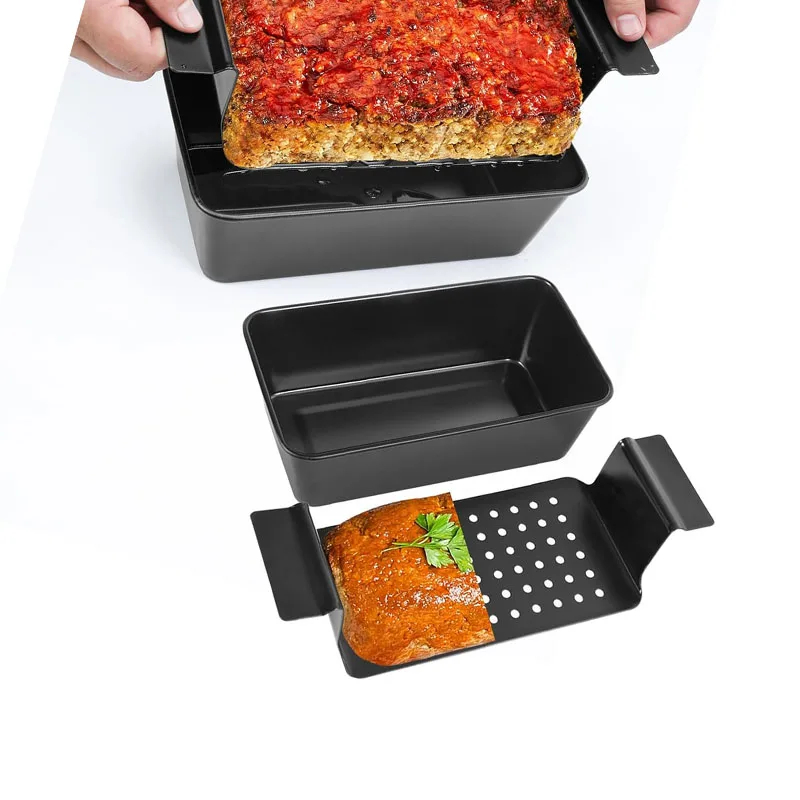 Bakeware Baking Bread Meatloaf Pan Insert Easy Removal Perforated Nonstick Meat Loaf Pan with Driain Tray