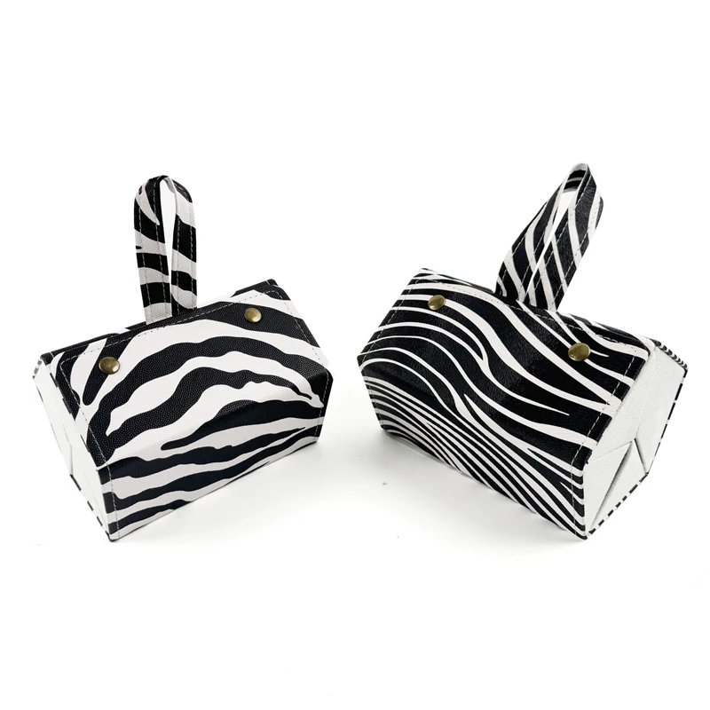 Cow  Multiple 5-Slots Case Fashion PU Multi Layer Triangle Folding Sunglasses Storage Boxs bag pouch with hanger