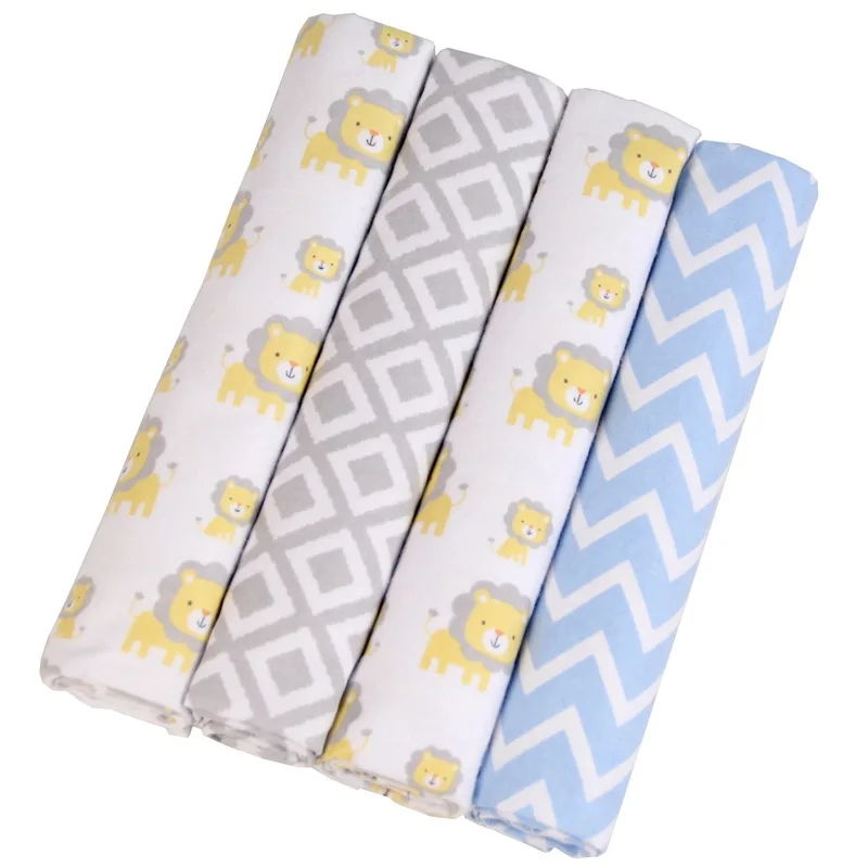 cotton flannel Baby Swaddle Blanket Unisex Swaddle Wrap 4pcs/set newborn Receiving Blanket set
