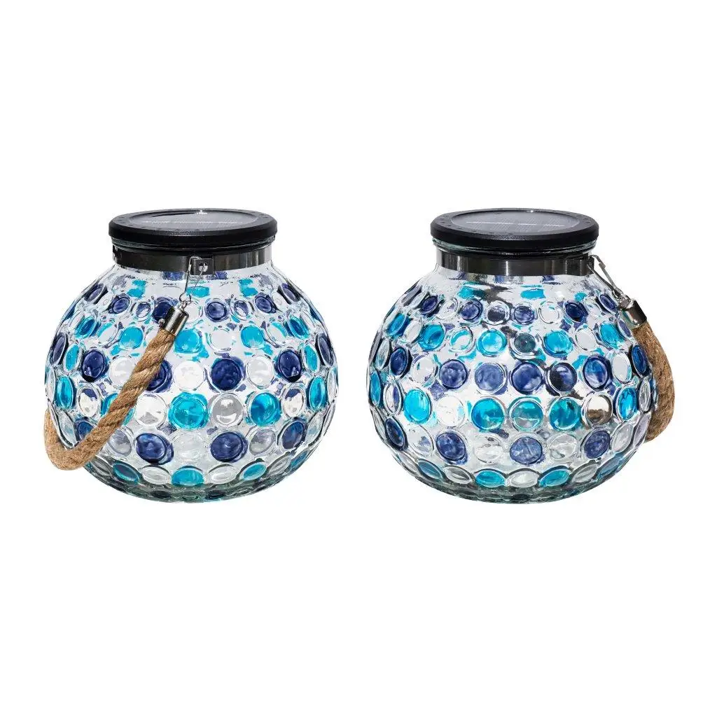 Solar Glass Ball Led Garden Lights Blue Jar Solar Light Table Light for Home Party Patio Lawn Christmas Outdoor Decor