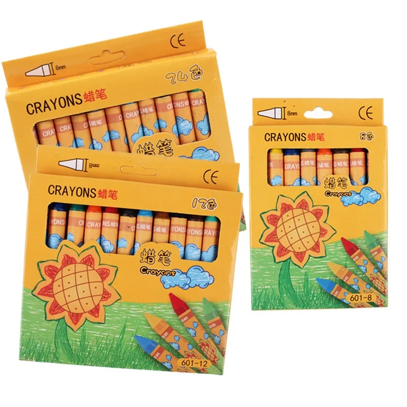 Customized Professional Cartoon 24-Color Crayons Stick Children Non Toxic Drawing Paint Crayons Set