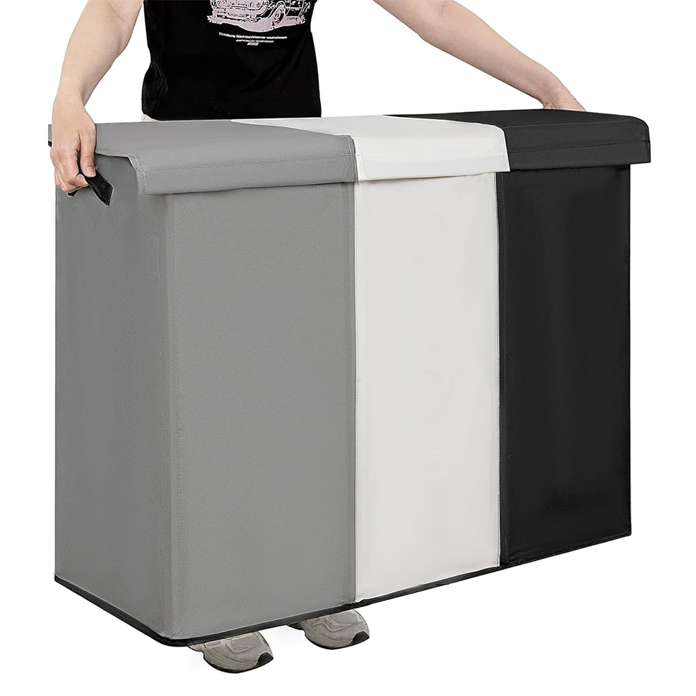 Durable 230L Laundry Basket with 3 Compartments Removable Laundry Bags Oxford Fabric Laundry Hamper