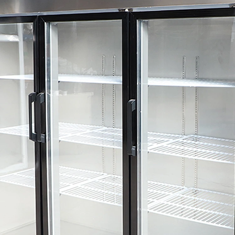 New Commercial vertical 3 door glass displays refrigerator and freezer fridge cold beverage fresh food showcase