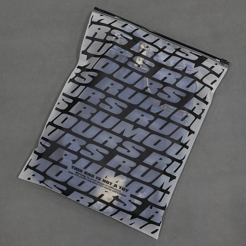 Eco Friendly 100 MOQ With Own Logo Printing Plastic Frosted Zipper PVC For T Shirt Clothing Packaging Bags Zip Lock Bag
