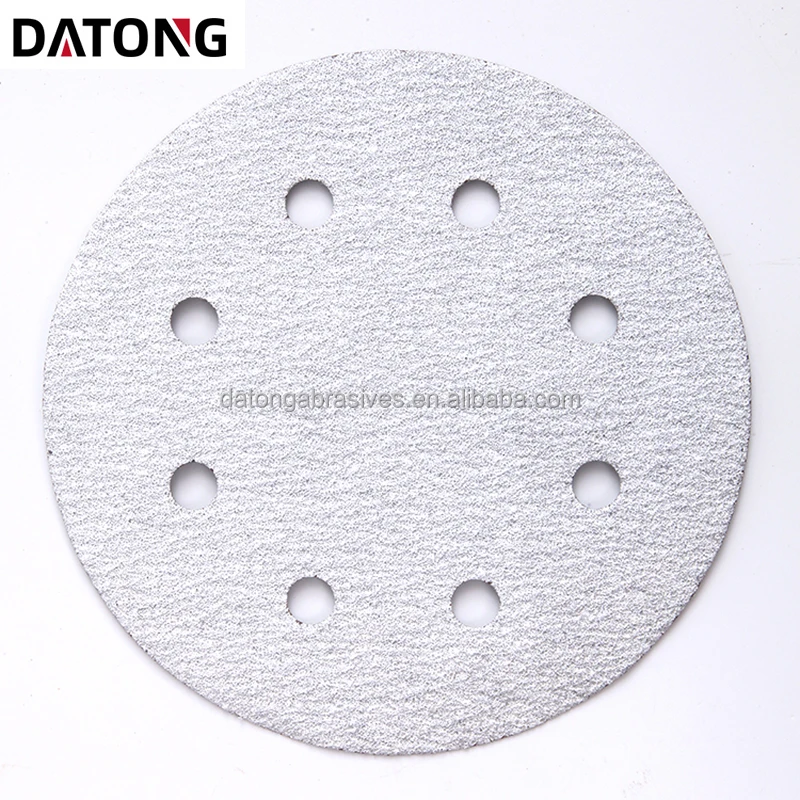 Заводская Высококачественная абразивная наждачная бумага Datong 5 дюймов 6 отверстий зернистость 100 круглый керамический белый шлифовальный диск для металла и