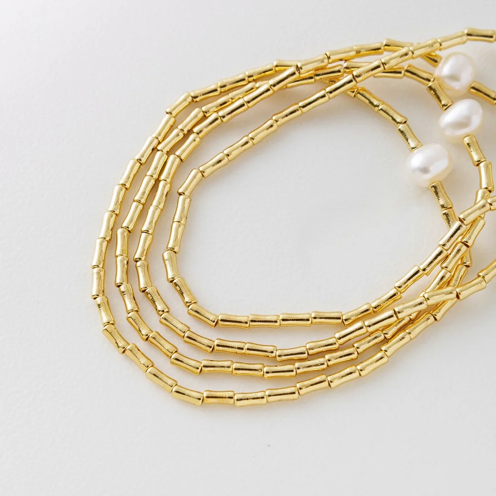 LUCK 18K Gold-plated copper Freshwater pearl Stretch Rope Bracelet waterproof non tarnish wholesale