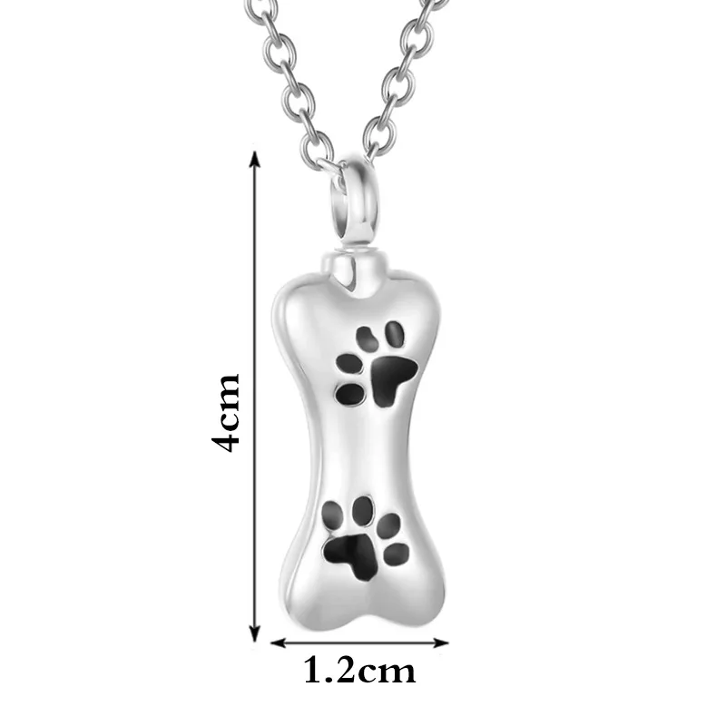 Ashes-Shaped Stainless Steel Paw Print Perfume Bottle Neck Commemorative Pet Dog/Cats Cremains Urn