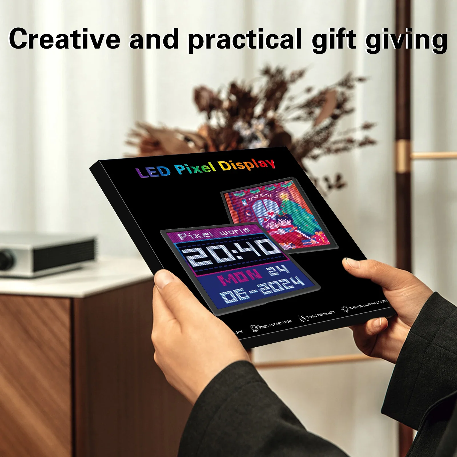 LED Pixel Display 64x64 RGB LED Matrix Panel Programmable Pixel Art Display with Popular APP Control Creative Pixel Screen