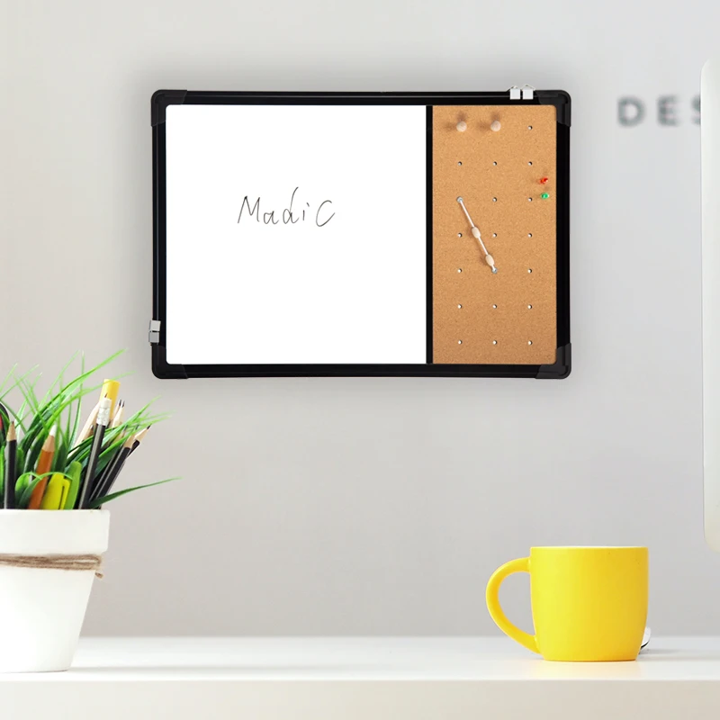 Wholesale Factory OEM Decorative White Cork Combo Board Aluminum Frame Magnetic Dry-Erase Whiteboard Wall-Mounted Board