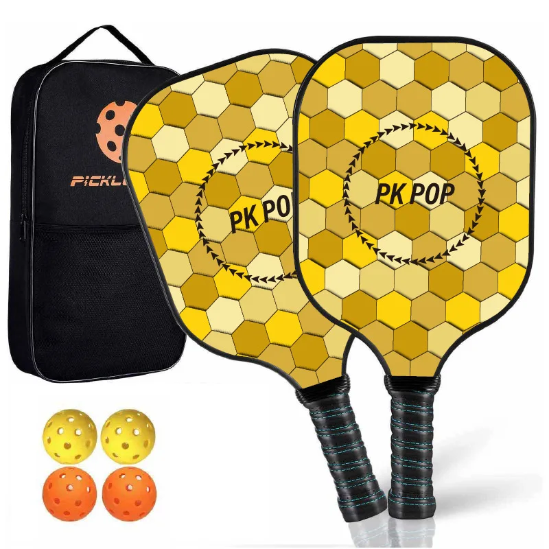 Pickleball Paddles, набор Pickleball с 4 деревянными веслами премиум-класса, 4 шариковыми шарами