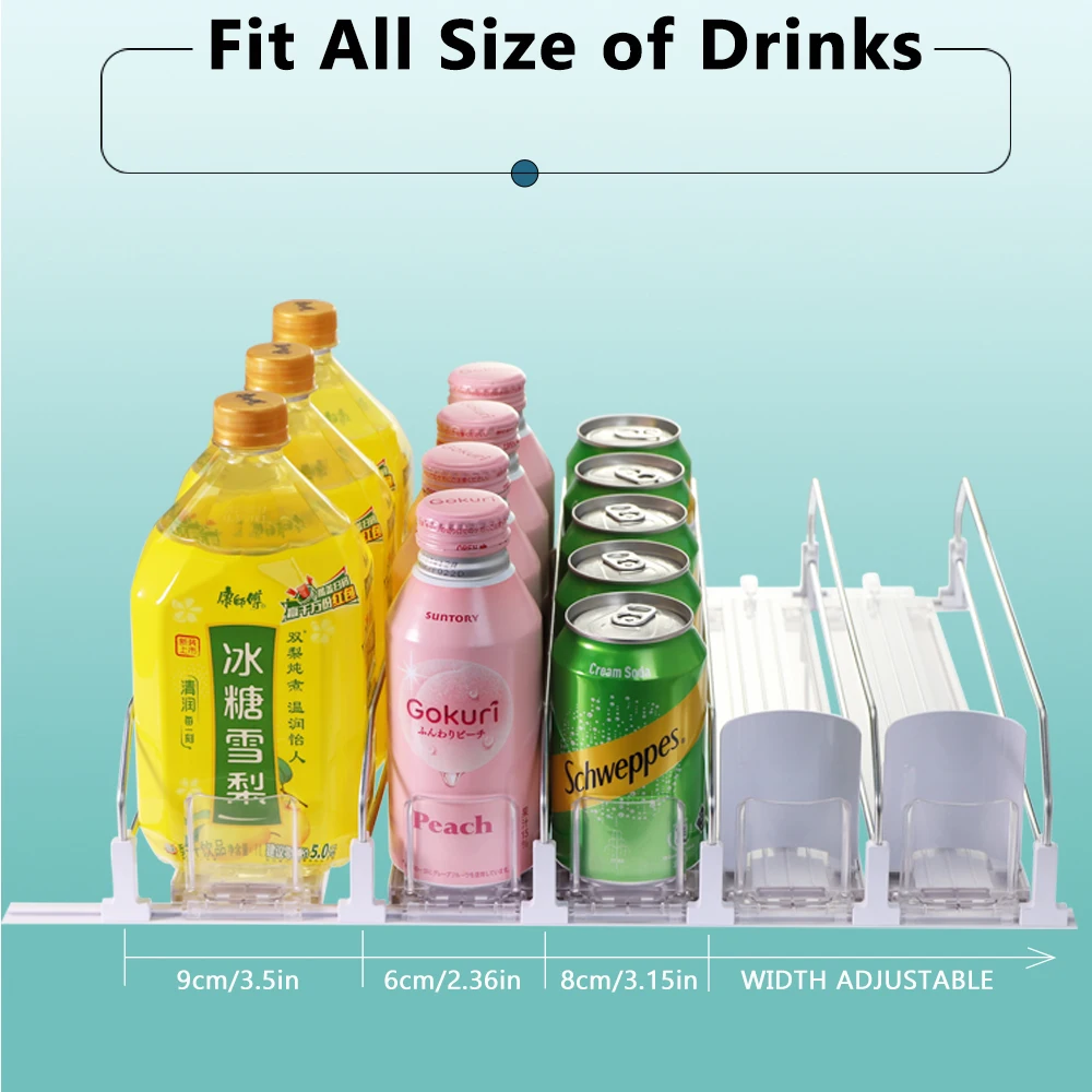 Spring Loaded Drink Organizer For Fridge Shelf Pusher Display Rack Custom Supermarket Plastic Shelves Retail Store Drink Pusher