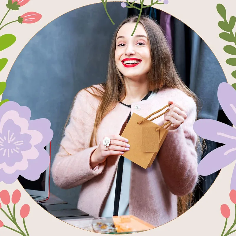 Custom LOGO Mini Bags Brown Kraft Gift Craft Bag With Handle and Card for Gifts