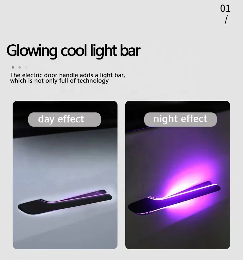 Tesla Auto Door Handle Colorful Light Tesla Electric Door Handles automatic tesla model 3 auto door handle for Model 3 Y