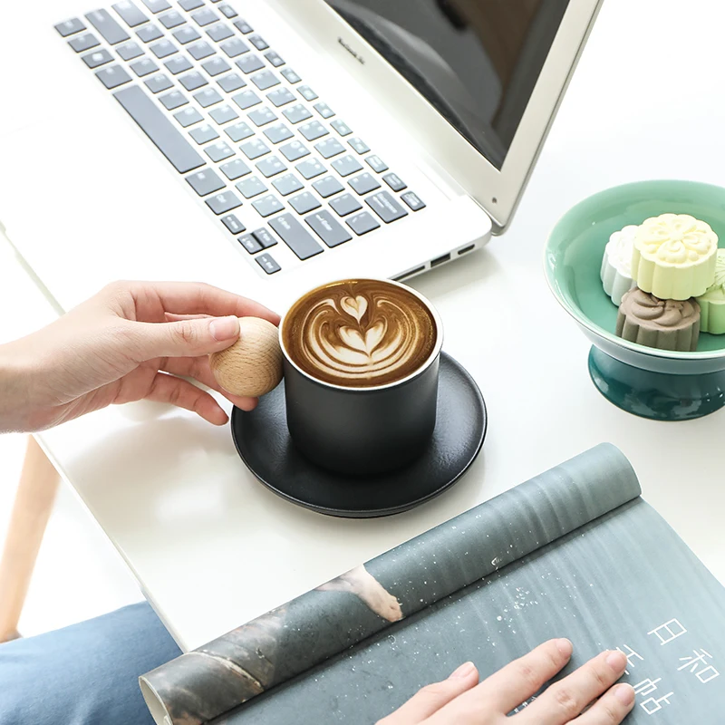 New fashion Porcelain Life Mug with Round Wood Handle Home Office Coffee Ceramic mug for Girls Gifts Couple Drinking Cup