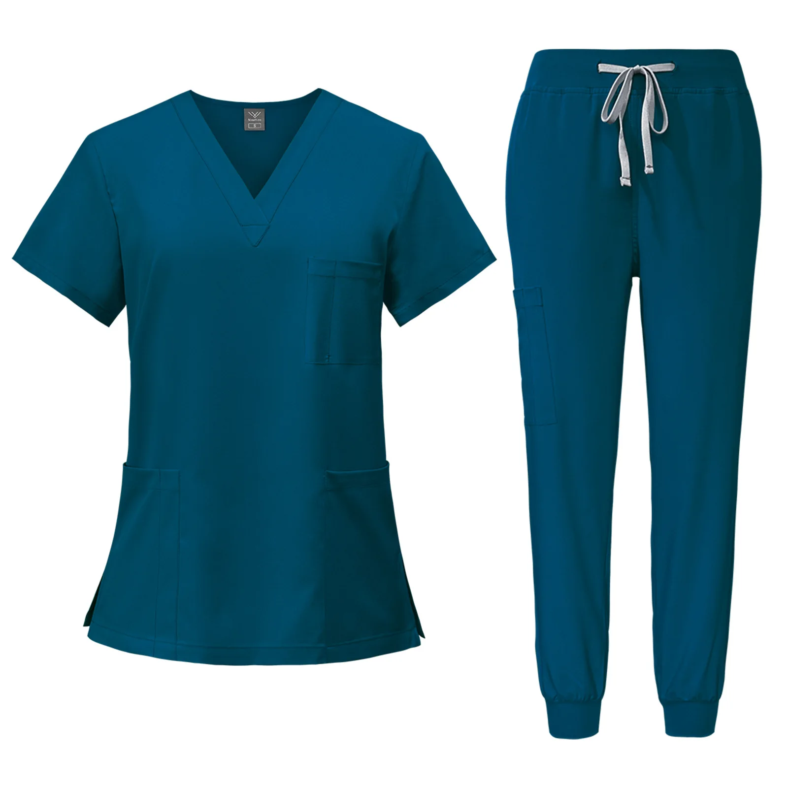 New style polyester spandex elastic custom logo hospital uniforms scrubs unisex medical lab coats scrubs uniform set