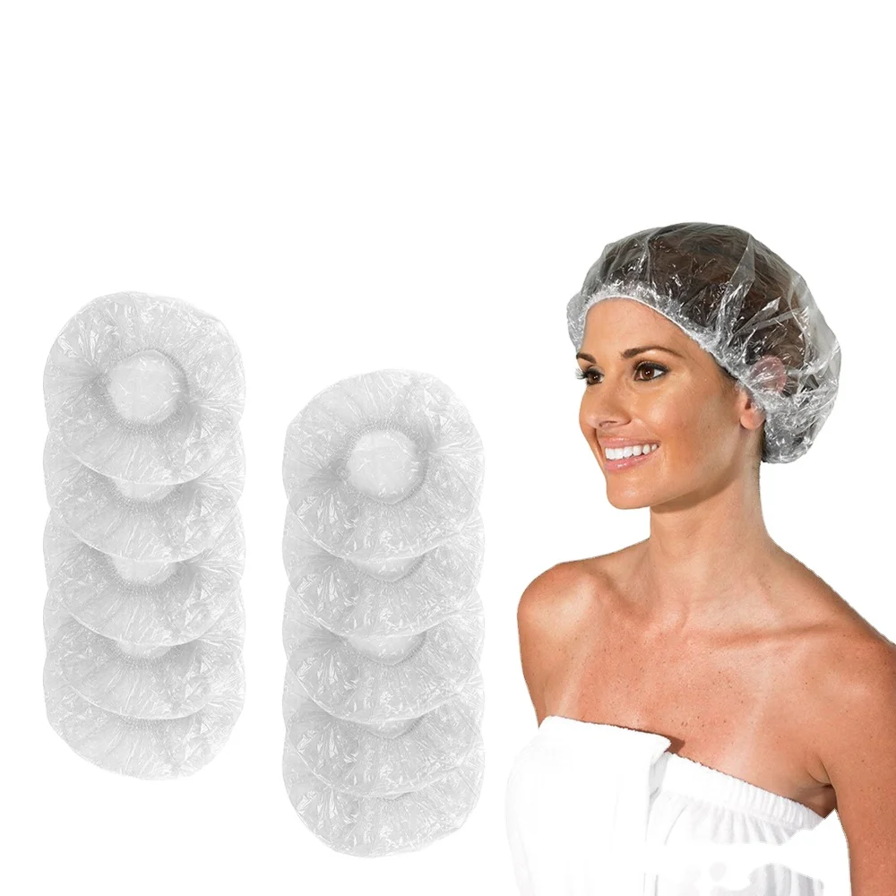 High Quality Cheap Waterproof Hotel Bath Salon Hair Cap Transparent Hair Cover Disposable Shower Caps