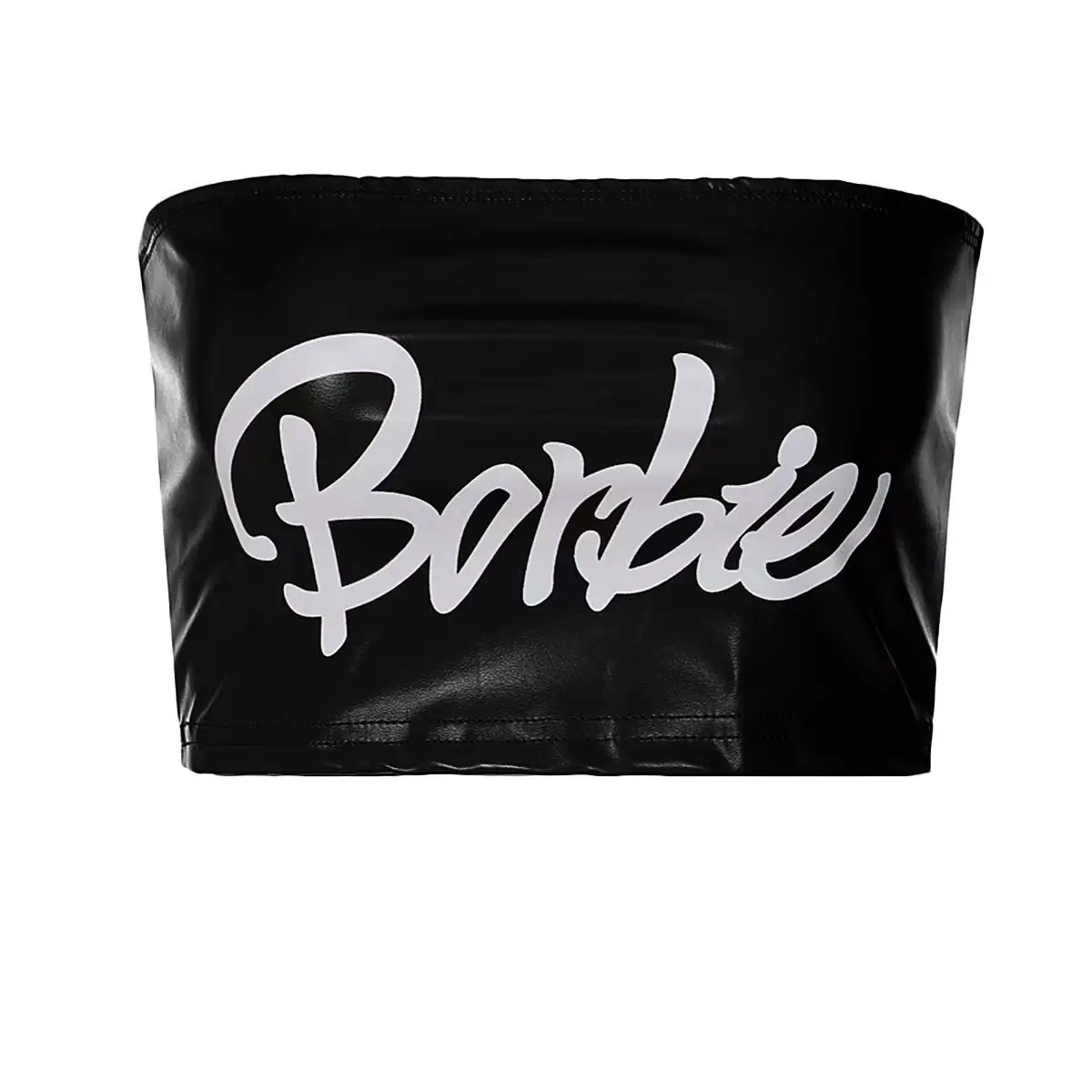 Pink Black Pu Patent Leather Latex Fetish Clothing Bra Crop Top