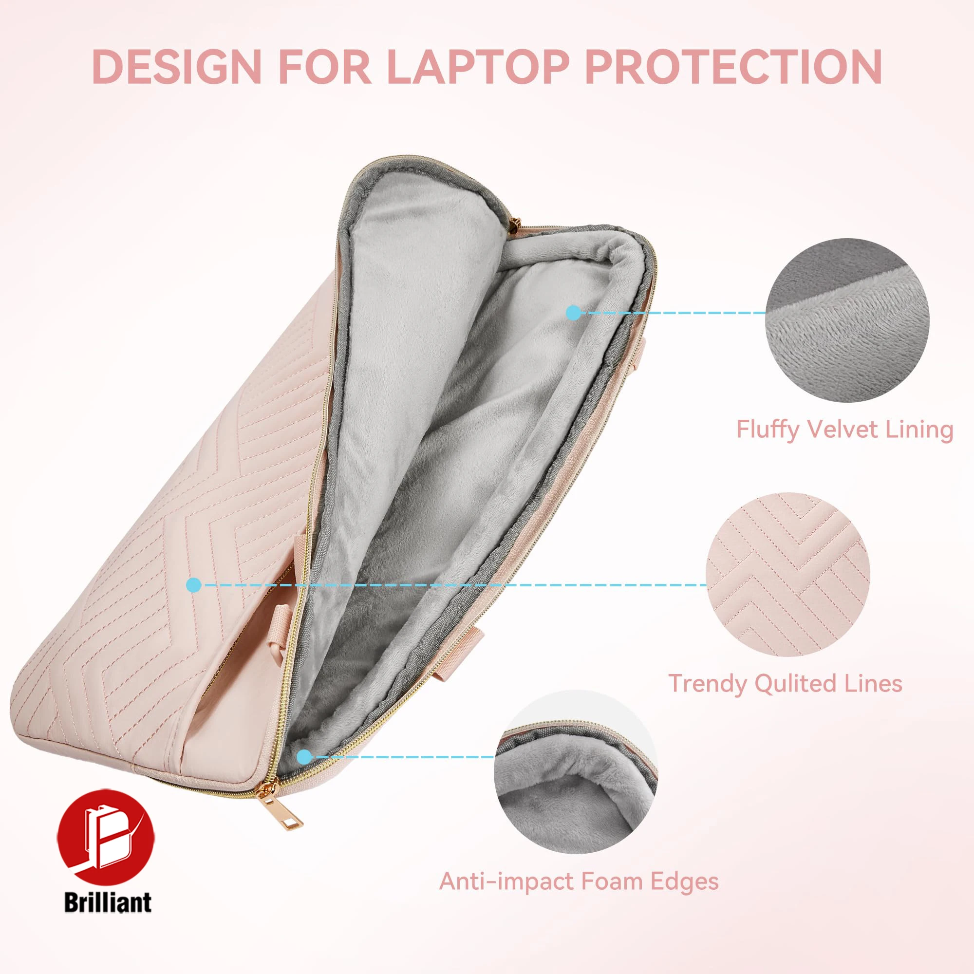Customized 15.6 Inch Laptop Sleeve Puffy Padded Lightweight Protective Case Water Resistant Bag For MacBook Air