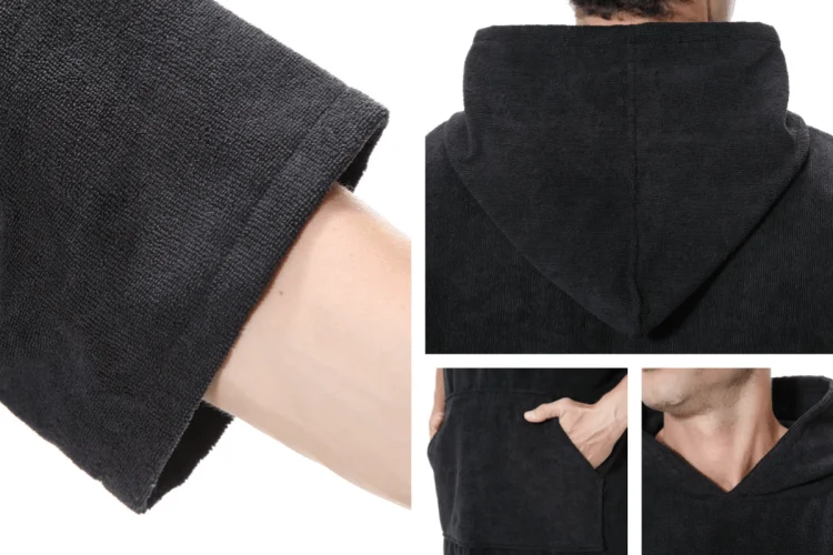 Cotton Surf Poncho Towel Quick Dry Hooded Beach Changing Towel Poncho Robe Cloak for Surfing Beach Swimming