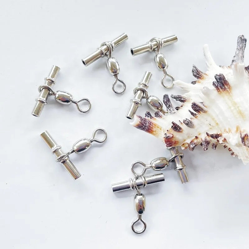 In stock Cross Line Crane Fishing Swivel With Solid Ring Brass Tube Fishing Line Connector Fishing Accessories