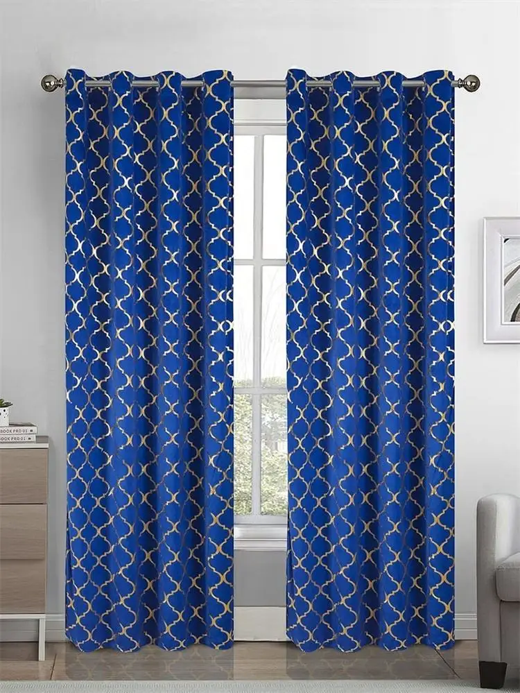 Bindi Ready Made Gold Stamping Design Foil Printing Luxury Blackout Home Window Curtain for the Living Room