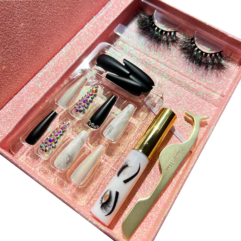 Набор с накладными ногтями и ресницами, накладные ногти оптом