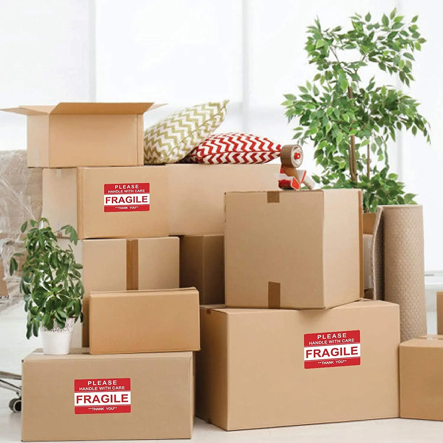 Custom Printed Warning Fragile Tape Adhesive Please Handle with Care Fragile Thank You Warning Packing/Shipping Labels