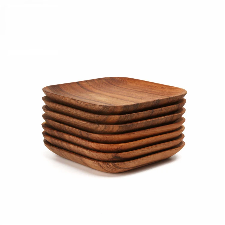 wholesale nordic hot sale cheap acacia solid wood food fruit serving plate round irregular shape  acacia wooden plate