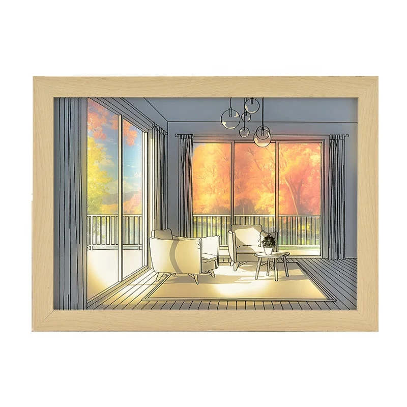 INS Styles Lighting Painting Decoration Unique Design of Light and Shadow Illuminated Painting LED Art Picture Paintings