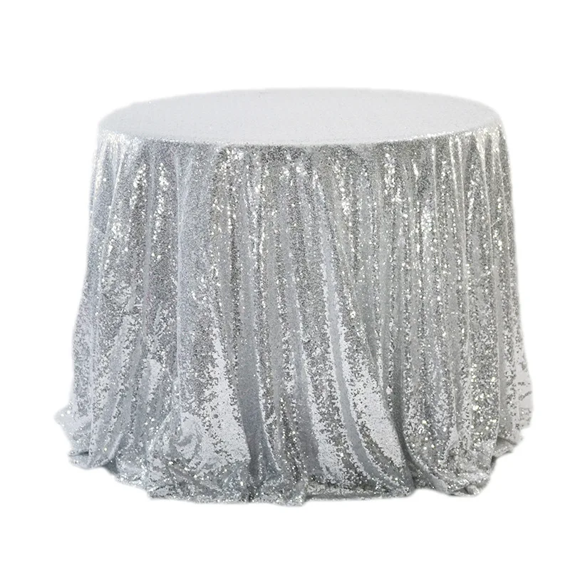 Polyester Sequin Tablecloth 120 Round Glittering Shimmer Table Cloth For Events Wedding Party Dinners Table Cover
