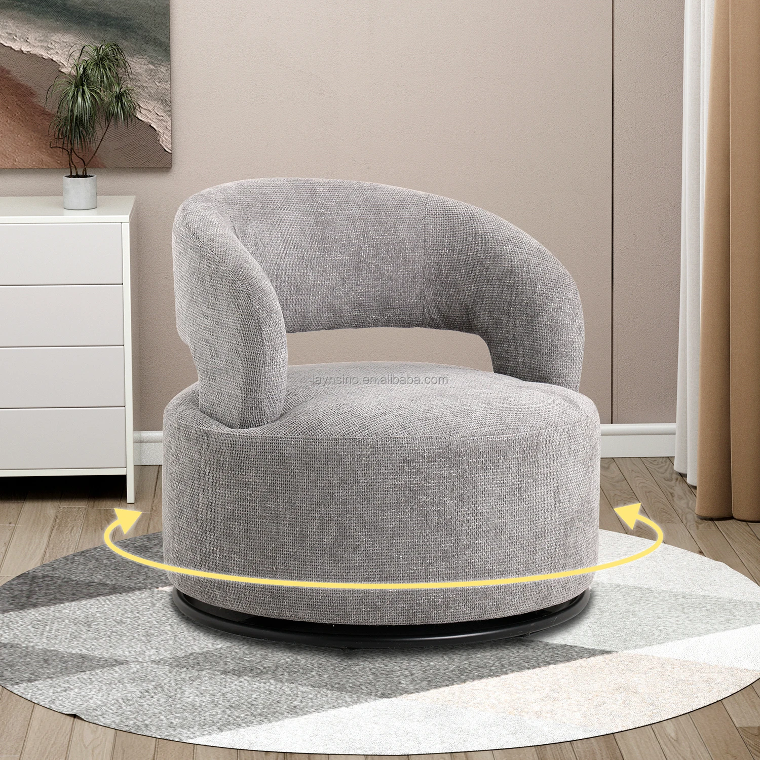 High Quality Comfortable Fabric Rotating Sofa Chair Modern Living Room Luxury Leisure Swivel Chairs