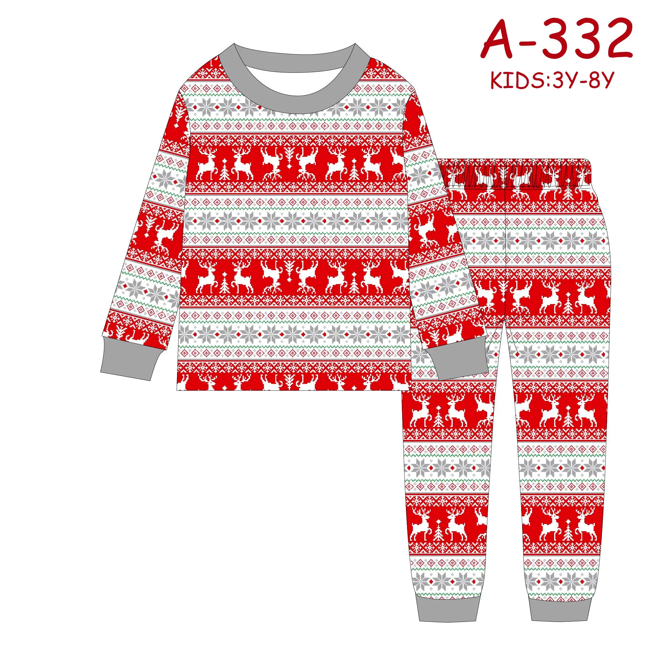 children clothing wholesale long sleeve pyjamas kids christmas pajamas pjs set kids pajama set cotton pajama for kids girls set