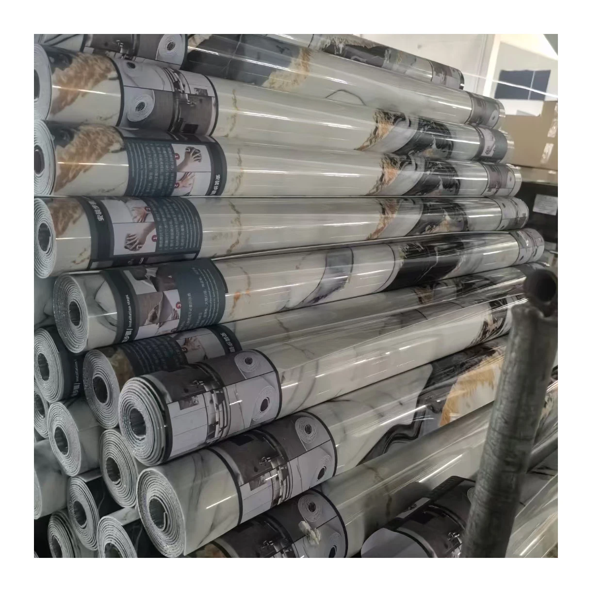 factory price oem 3m roll 40/60/120cm width pvc mable sticker gloss sticker wall paper sticker 3d pvc wall decoration