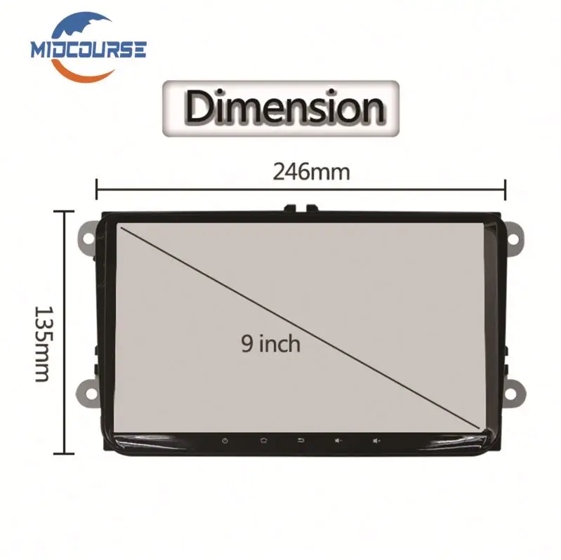 MIDCOURSE Factory 9' 2din 4G LTE Android Car Radio for VW Polo for Jetta Skoda passat b6 cc fabia mirror link wifi Multimedia