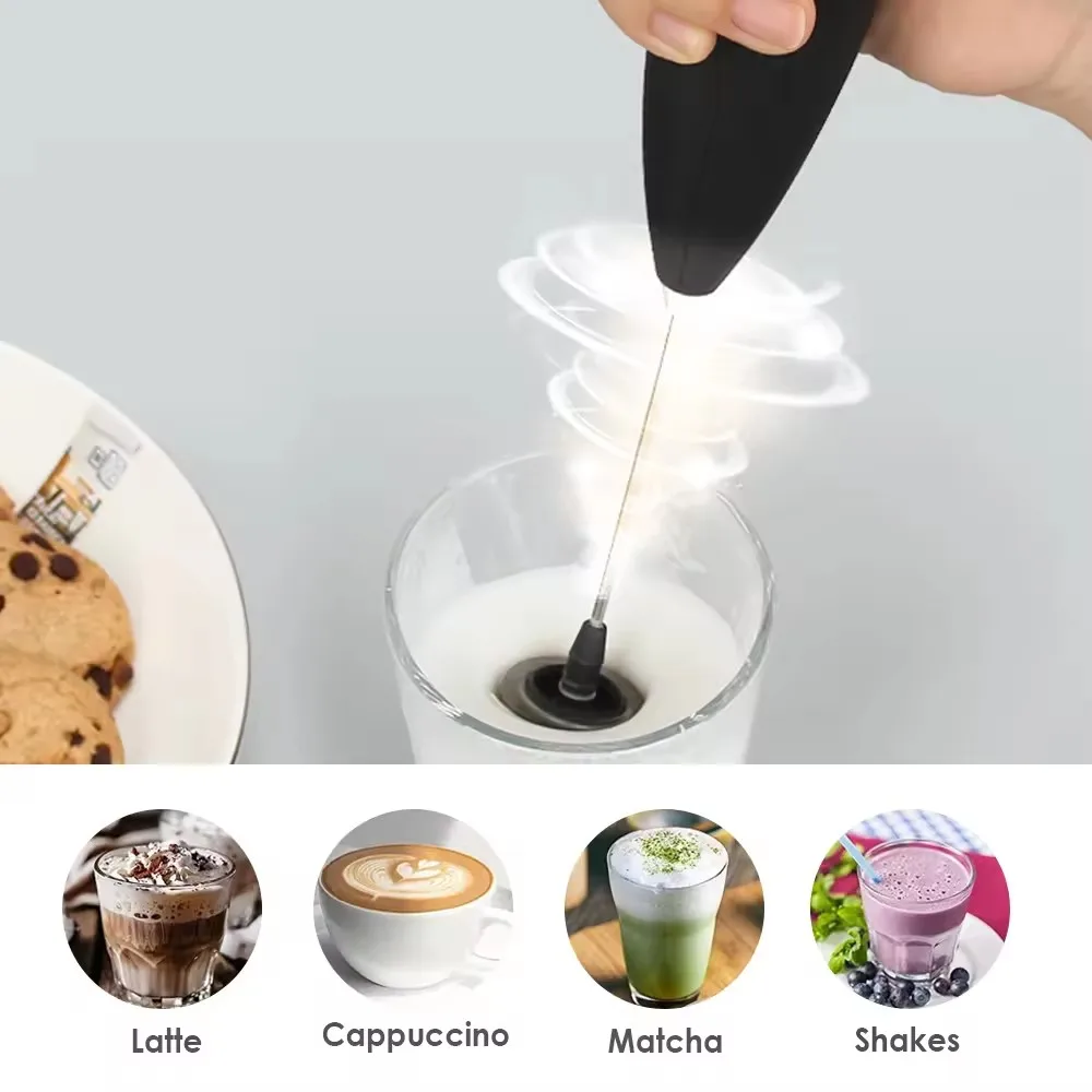 Coffee Electric Milk Frother Handheld Automatic Portable With Battery Kitchen Powerful Commercial With Stand