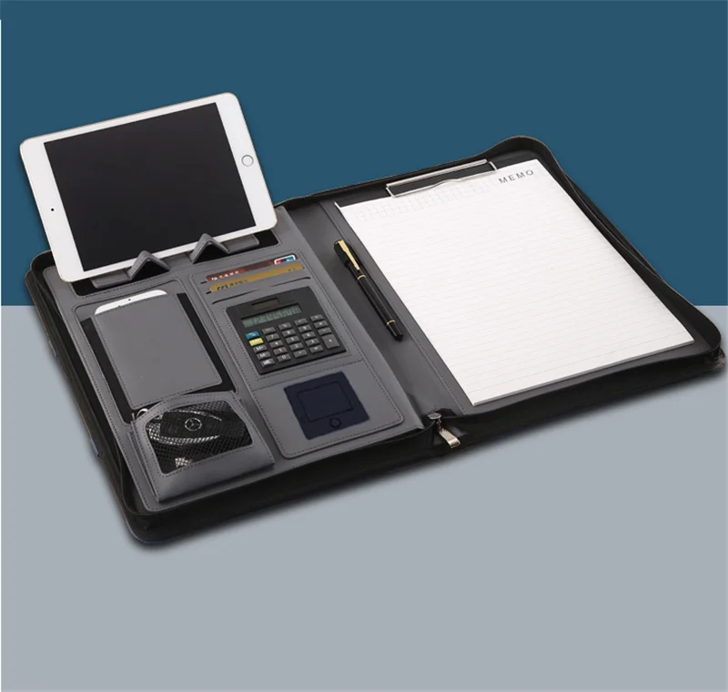 wireless charging bank files a4 folder office stationery leather portfolio luxury leather portfolio folder
