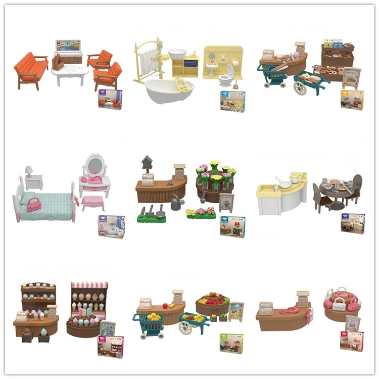 New ice cream shop mini toy furnitures house pretend other toys furniture set play for children